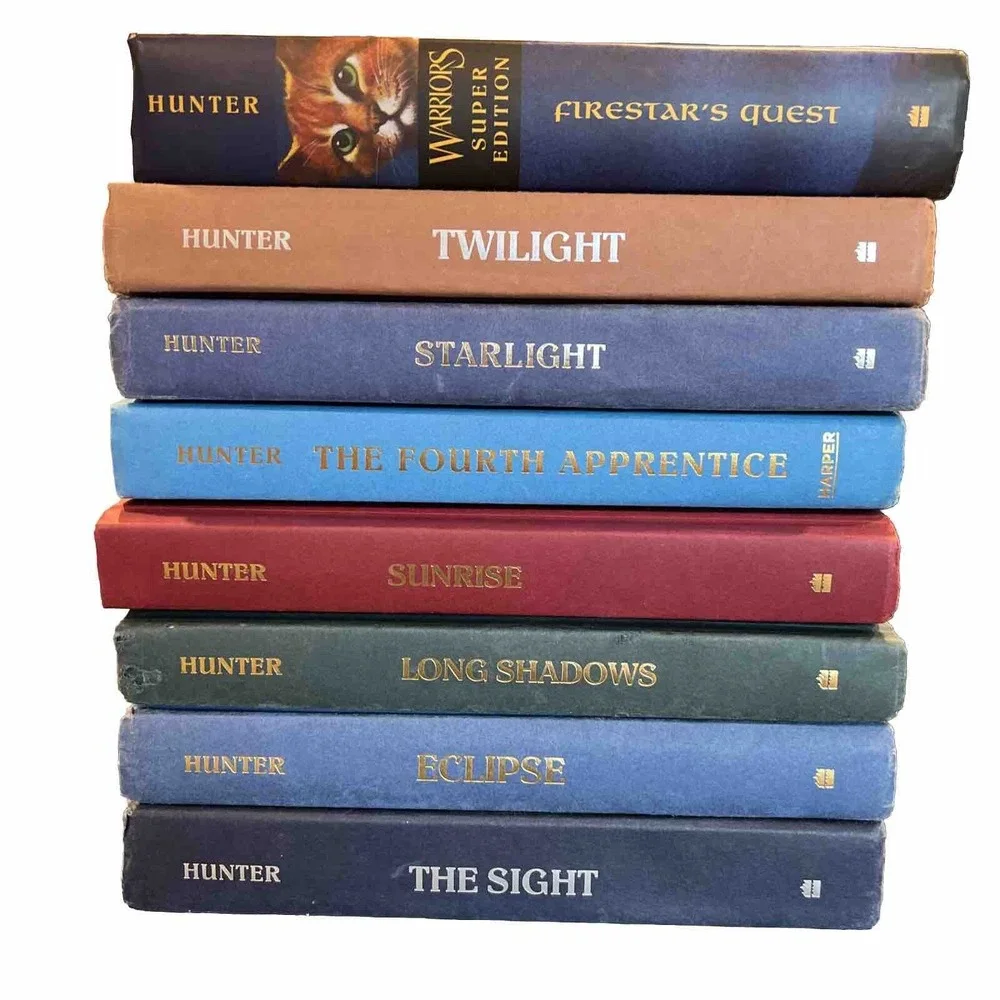 Lot 8 WARRIORS Hardcover Books by Erin hunter, The Sight Eclipse Sunrise twiligh